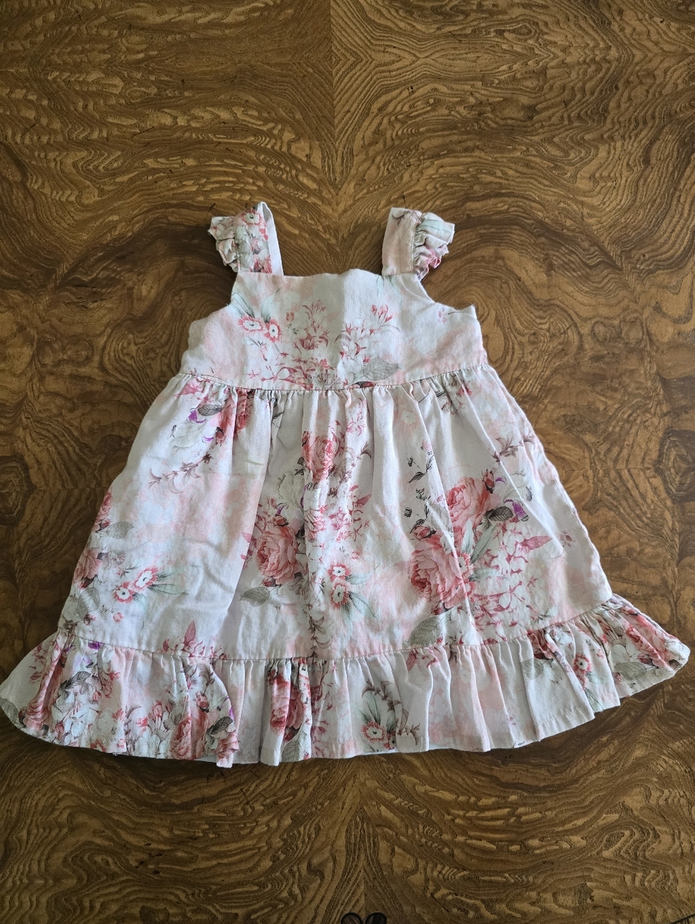 Edgehill Collection Baby Girl Floral Ruffle Cotton Dress, 12M